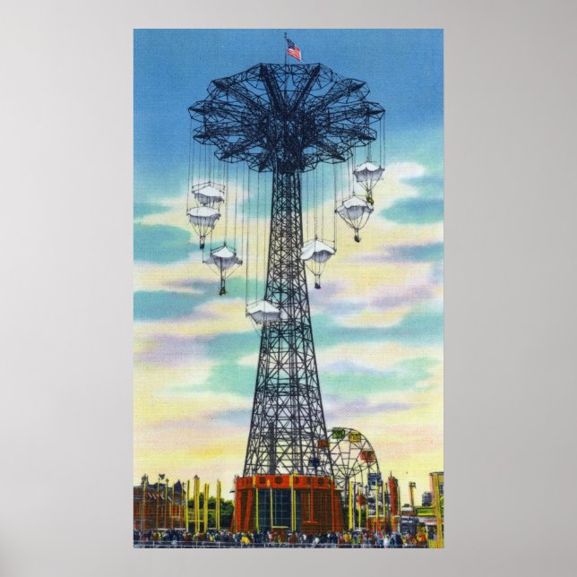 Póster Steeplechase Park Parachute Jump Daytime Scene (Frente)