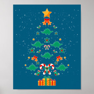 Póster Stegosaurus Dinosaur Árbol de Navidad Xmas Manga L