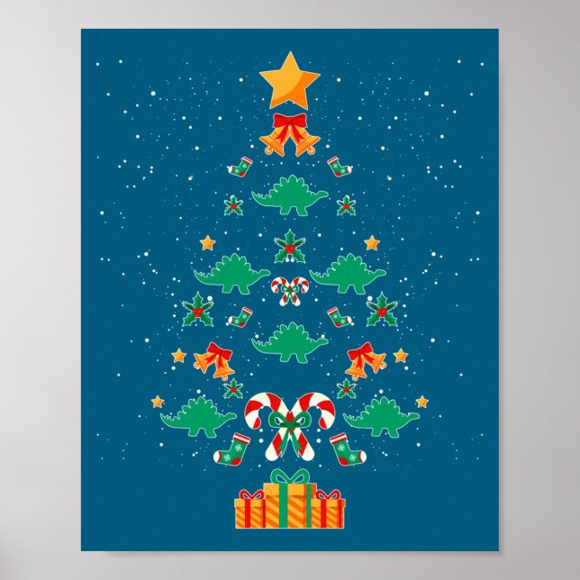 Póster Stegosaurus Dinosaur Christmas Tree Xmas Long Slee (Frente)
