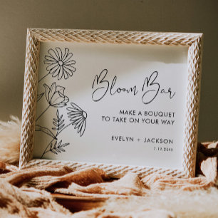 Póster STELLA Bloom Bar, Flower Bar, DIY Bouquet Rótulo