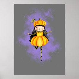 Póster Stellalunarts Calabaza Halloween Chica lindo