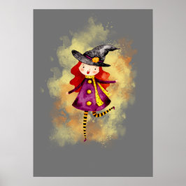 Póster Stellalunarts Halloween Witch Cute Chica