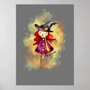 Póster Stellalunarts Halloween Witch Cute Chica