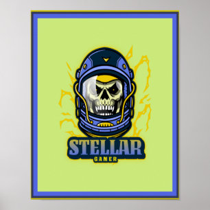Póster Stellar Gamer Skull Con Poster De Casco