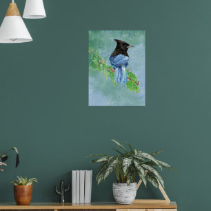 Póster Stellar Jay Bird Farmhouse Rustic Country Art