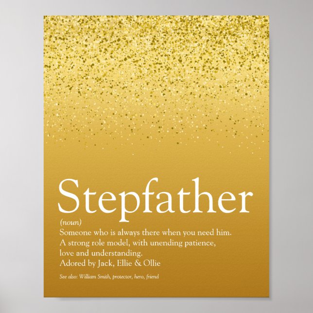 Póster Stepfather, Stepdad Definition Gold Purpurina (Frente)