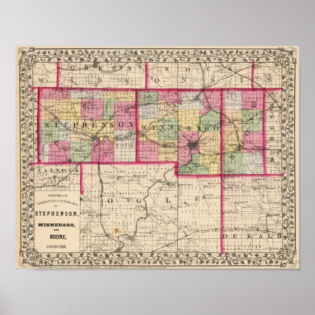 Póster Stephenson, Winnebago, Condados de Boone (Frente)