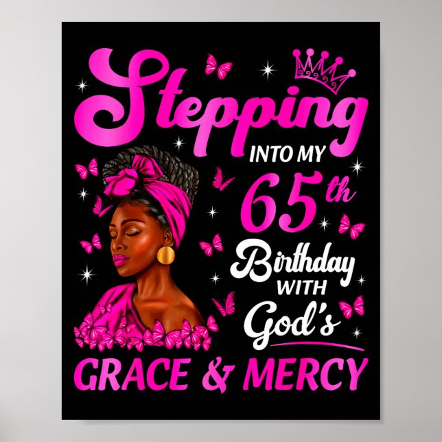 Póster Stepng Into My 65th Birthday Christian Bday Women  (Frente)