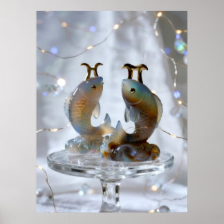 Póster Sternzeichen Fische Glasskulpturen
