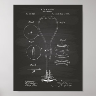 Póster Stethoscope 1897 Patent Art Chalkboard