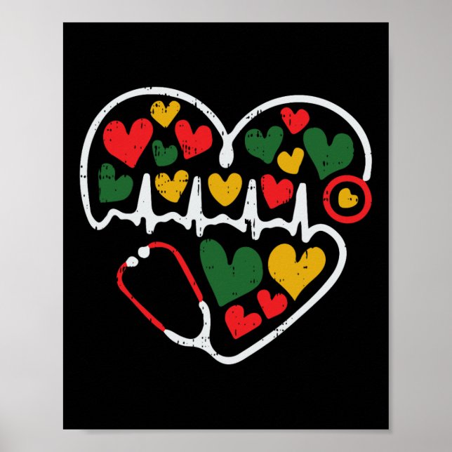 Póster Stethoscope Corazón Junetdecia Melanin Enfermera A (Frente)
