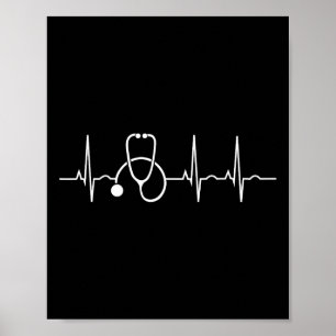 Póster Stethoscope latido cardíaco Ekg Médica médico de e