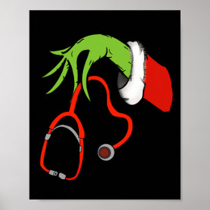 Póster Stethoscope Santa Funny Navidades Xmas Enfermera N
