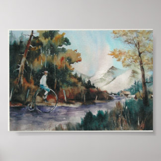 Póster Steve cabalgando en las montañas de Colorado.