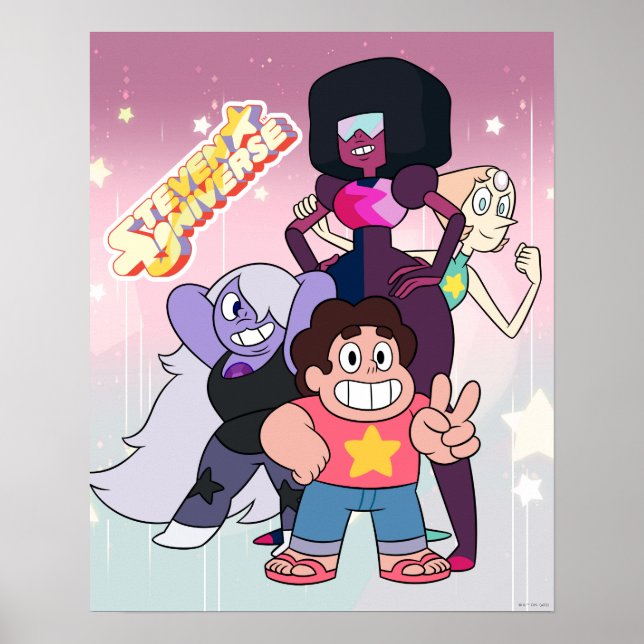 Póster Steven Universe | Pose del grupo de gemas de crist (Frente)