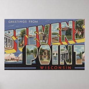 Póster Stevens Point, Wisconsin - Escenas de letras grand