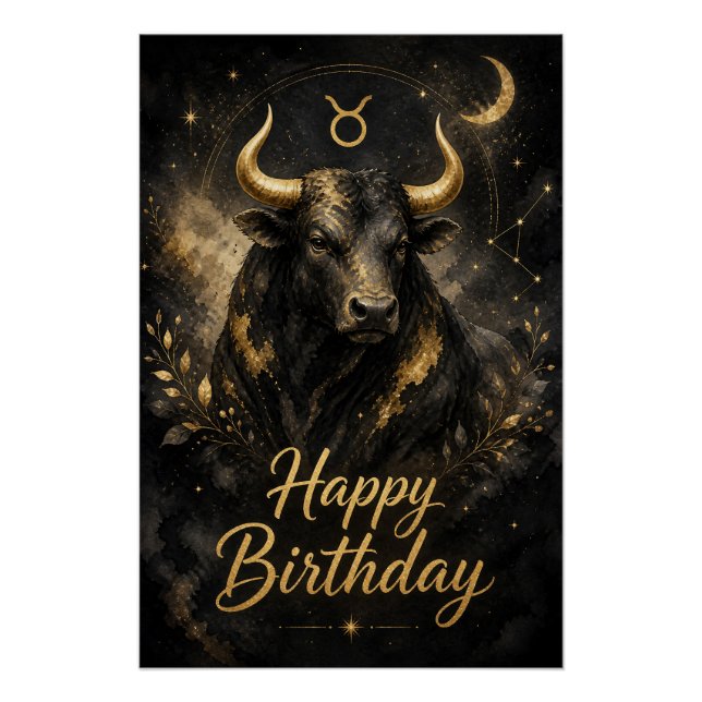 Póster Stier Happy Birthday Sternzeichen Design (Anverso)