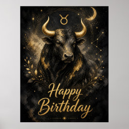 Póster Stier Happy Birthday Sternzeichen Design