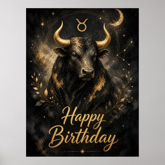 Póster Stier Happy Birthday Sternzeichen Design (Frente)