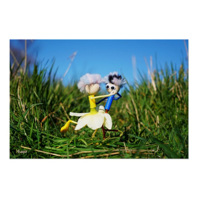 Póster Stijldansende Fubby's in Narcissen jurk. (Anverso)