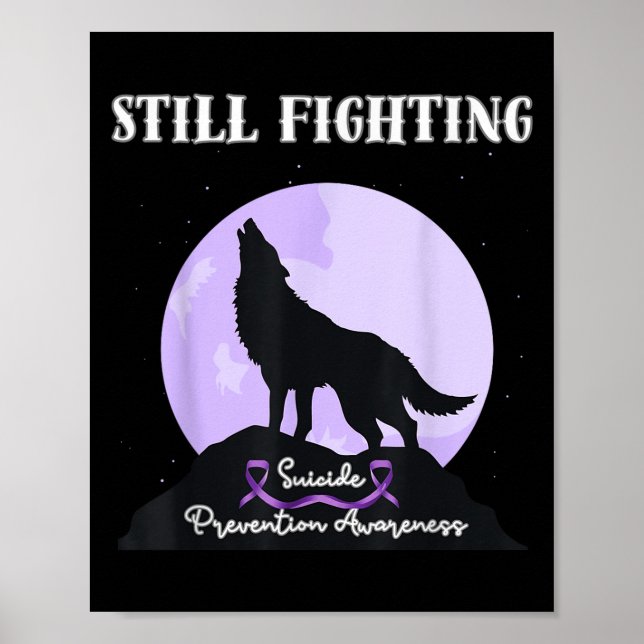 Póster Still Fighting Suicide Prevention Awareness Wolf  (Frente)