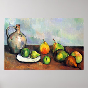 Póster Still Life, Jar and Fruit de Paul Cezanne