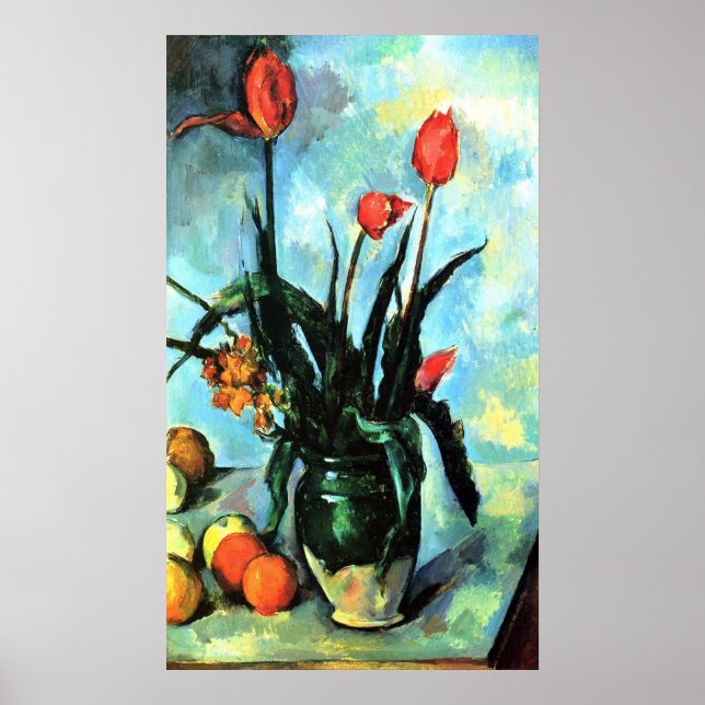 Póster Still Life, jarrón con tulipanes de Paul Cezanne (Frente)