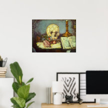 Still Life w Skull, Candle, Libro de Paul Cezanne