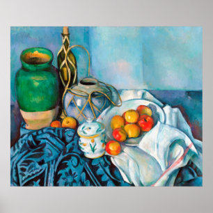 Póster Still Life with Apples  Paul Cézanne painting food