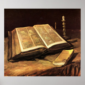 Póster Still Life with Bible de Vincent van Gogh