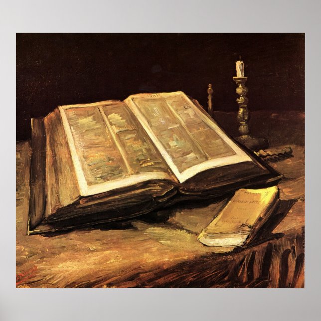 Póster Still Life with Bible de Vincent van Gogh (Frente)