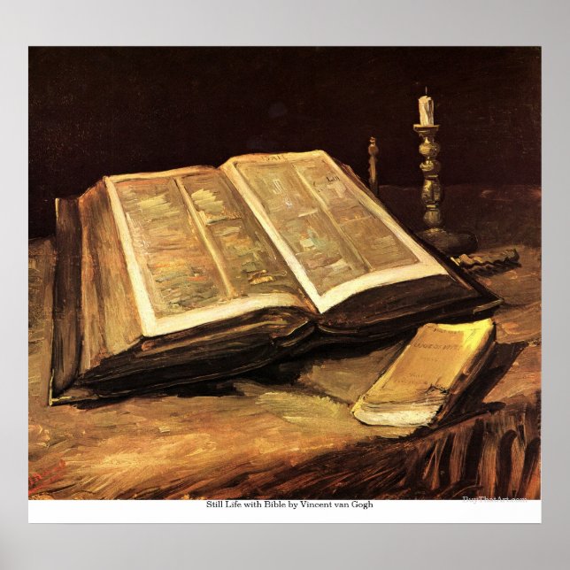 Póster Still Life with Bible de Vincent van Gogh (Frente)