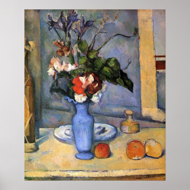 Póster Still Life with Blue florero de Paul Cezanne (Frente)