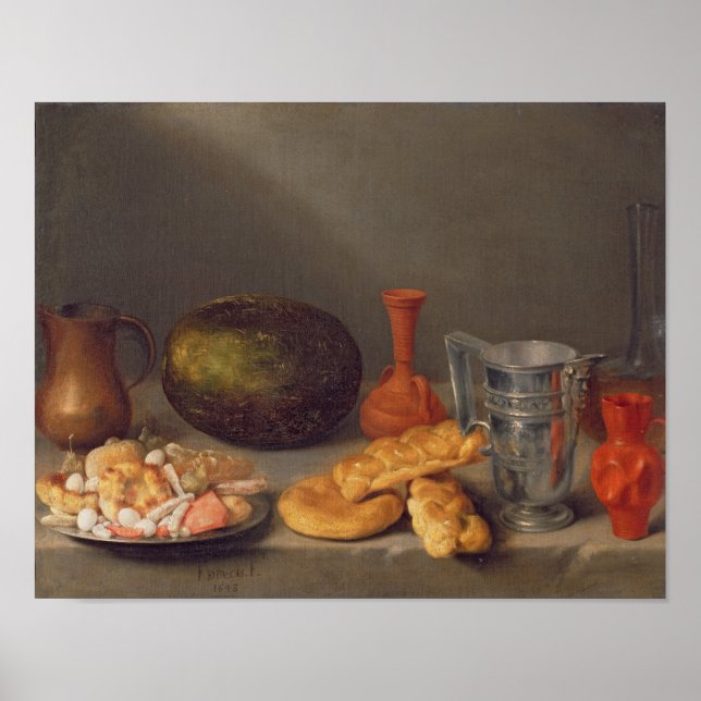 Póster Still life with bread, 1648 (Frente)