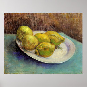 Póster Still Life with Lemons on a Plate by Van Gogh