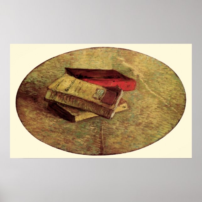 Póster Still Life with Three Books de Vincent van Gogh (Frente)