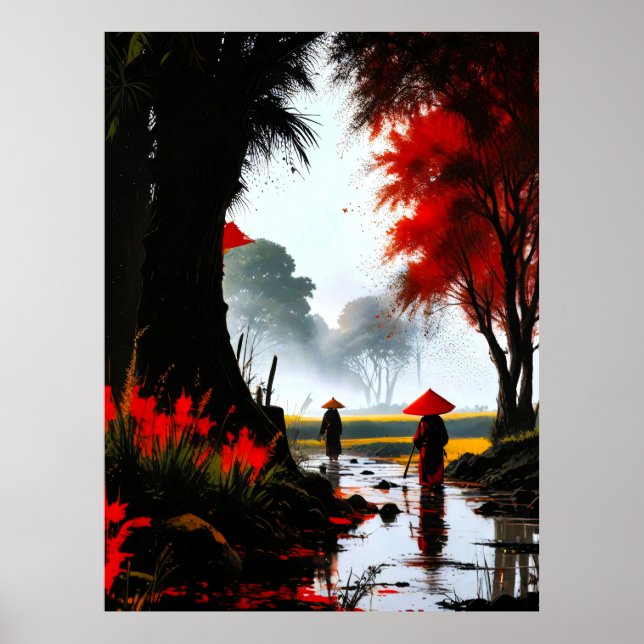 Póster Stiller Durchgang: Herbstlicher Bach in Vietnam (Frente)