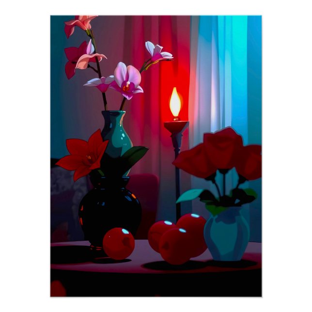 Póster Stillleben mit Blumen und Früchten (Anverso)