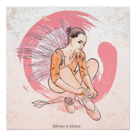 Póster Stillness in Motion – Minimalist Ballerina & Enso 