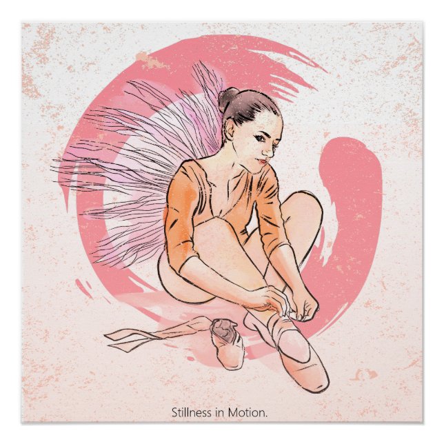 Póster Stillness in Motion – Minimalist Ballerina & Enso  (Anverso)