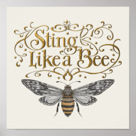 Póster Sting Like A Bee Vintage Fairytale Girl Power