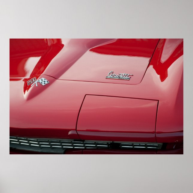 Póster Sting Ray, Corvette rojo de 1966 (Frente)