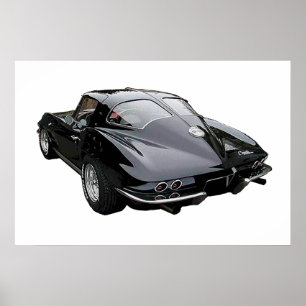 Póster Stingray, Corvette negro de 1963