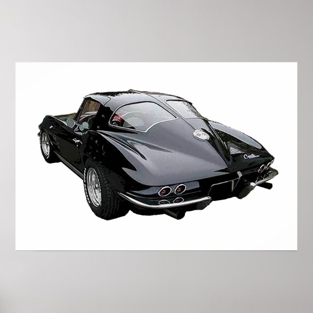 Póster Stingray, Corvette negro de 1963 (Frente)