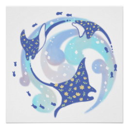 Póster Stingray en el Ilustracion oceánico