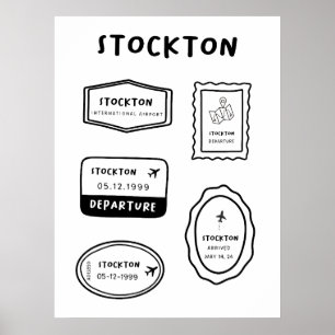 Póster Stockton - Colección de sellos de viaje Minimali