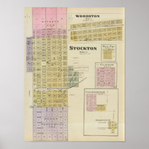 Póster Stockton, Woodston, puerto de la roca, Clayton,