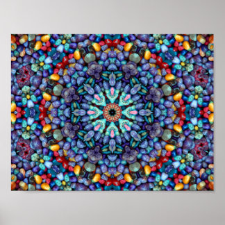 Póster Stonder Vintage Blue Fractal Kaleidoscope