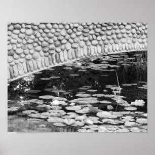 Póster Stone Bridge Lily Pond Black White Print