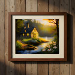 Póster Stone House on the River 4<br><div class="desc">Stone House on the River 4 This peaceful painting of a stone house nestled in the woods along a gently flowing river captures the tranquility and charm of nature. With rich textures, earthy tones, and serene water reflections, it brings a cozy, rustic ambiance to any space. Perfect for cabin décor,...</div>